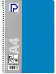 PAPERLAND Caiet cu spirala A4, 80 file, velin, coperta plastic, PAPERLAND PP400 albastru