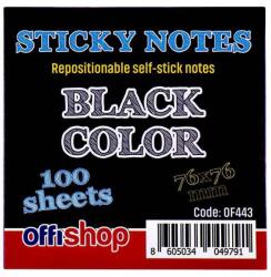 OFFISHOP Cub notite autoadeziv negru, 76x76 mm, 100 file, OFFISHOP