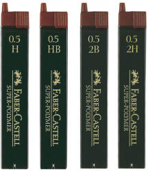 Faber-Castell Mine creion mecanic hi-polymer 0, 5mm, 12 buc/set, FABER-CASTELL 2B