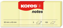 KORES Notes autoadeziv 40x50 mm, 3x100 file/set, KORES Pastel