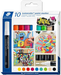 STAEDTLER Marker pictura cu vopsea acrilica STAEDTLER Lumocolor Paint, 10 buc/set