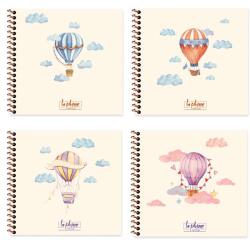 Keskin Color Carnetel cu spirala 16x15 cm, 50 file, coperta carton rigid, KESKIN COLOR La Plume Balloons albastru