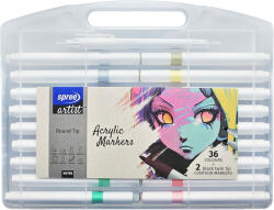 SPREE Marker cu vopsea acrilica SPREE Art 58196, 36 culori/set + 2 markere contur negru
