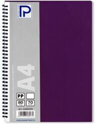 PAPERLAND Caiet cu spirala A4, 80 file, dictando, coperta plastic, PAPERLAND PP400 mov inchis