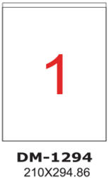 ACCENTA Etichete autocolante albe, colturi drepte, 100 coli/top, ACCENTA 1/A4 (210 x 294.86 mm)