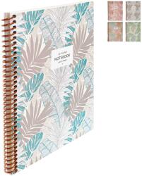 Keskin Color Caiet cu spirala A5, 80 file, coperta carton, KESKIN COLOR La Plume Leaves matematica