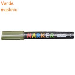 M&G Marker cu vopsea acrilica, varf rotund 2 mm, M-G verde masliniu
