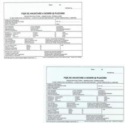  Fisa de anuntare a sosirii si plecarii turistilor, autocopiativa, A5, 2 exemplare, 100 file/carnet