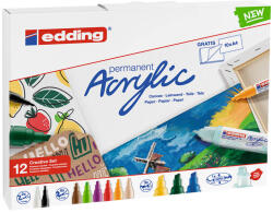 edding Set markere pictura cu vopsea acrilica EDDING Acrylic, 12 buc/cutie