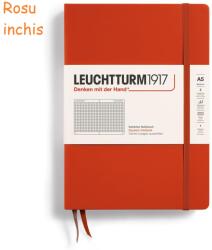 LEUCHTTURM1917 Caiet cu elastic A5, 125 file, matematica LEUCHTTURM1917 rosu inchis