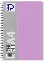 PAPERLAND Caiet cu spirala A4, 80 file, velin, coperta plastic, PAPERLAND PP400 mov deschis