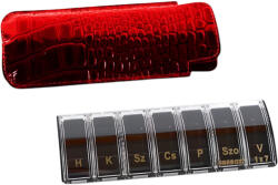 Anabox Deluxe heti gyógyszeradagoló piros műbőr tokban