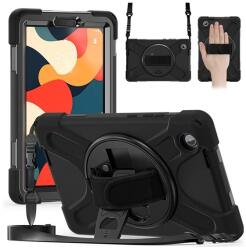 Gigapack Lenovo Tab One (TB-305FU) defender műanyag védő (ütésállóság, kitámasztó, 360° + kézpánt, vállpánt) fekete (GP-172691)