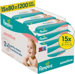 Pampers Sensitive Nedves Törlőkendő, 15 csomag = 1200 db Törlőkendő