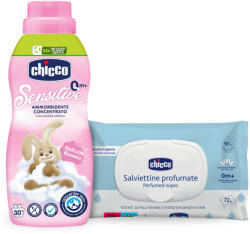Chicco öblítő koncentrátum 750ml Virágok illata, Delicate Flowers + Ajándék 72 db-os Chicco nedves törlőkendővel