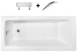 NIWELL Luxury BESCO TALIA fényes fehér színű akril egyenes kád fejpárnával és kapaszkodóval 170x75 (WAT-170-PKP)