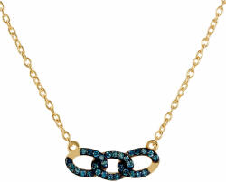  Arannyal Bevont Ezüst Nyaklánc Kék Gyémánttal, XAS080