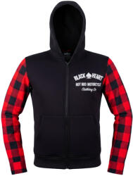  Motoros kapucnis pulóver W-TEC Black Heart Ramforge, húzózsinóros kapucni, elasztikus kötött szegély, előkészítés hát-, váll- és könyökvédőhöz piros-fekete XXL
