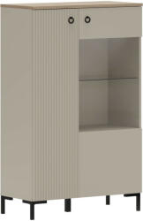  Alacsony vitrin, szürkésbarna Taupe/silverjack tölgy, DOMCA 1D1W/140