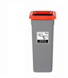 Plafor Cos plastic reciclare selectiva, capacitate 20l, PLAFOR Fit - gri cu capac rosu - metal (PL-713-04) - forit Cos de gunoi