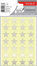 Tanex Stickere decorative, 28 buc/fila, 3 file/set, TANEX Kids - stelute - argintii (TX-OFC144) - forit