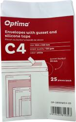 Optima Plicuri Optima Plic C4 (324x229mm), cu burduf 30mm, lipire siliconica, 25 buc/set, Optima - alb (OP-5930WC4-25)