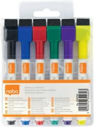 Nobo Marker NOBO, pentru table si flipcharturi, varf rotund 2 mm, cu burete, 6 buc/cutie, diverse culori (NB-1903792)