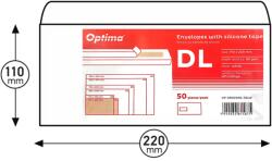 Optima Plicuri Optima Plic DL (110x220mm), lipire siliconica, 50 buc/set, Optima - alb - fereastra stanga (OP-5900WDL-50LW)