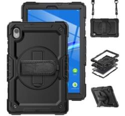 Gigapack Defender műanyag telefonvédő (ütésállóság, kitámasztó, 360° + kézpánt) FEKETE Lenovo Tab M10 FHD Plus (TB-X606X) 'Gigapack csomagolás (GP-129257)