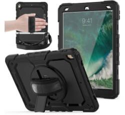 Gigapack Defender műanyag telefonvédő (ütésállóság, kitámasztó, 360° + kézpánt) FEKETE Apple IPAD Pro 10.5 (2017) / IPAD Air 2019 (Air 3) (GP-19874)