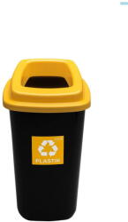 Plafor Cos plastic reciclare selectiva, capacitate 28l, PLAFOR Sort - negru cu capac galben - plastic (PL-683-01) Cos de gunoi