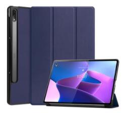 Gigapack Tok álló, bőr hatású (aktív FLIP, oldalra nyíló, TRIFOLD asztali tartó funkció) SÖTÉTKÉK [Lenovo Tab P12 Pro (TB-Q706F)]