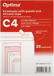Optima Plicuri Optima Plic C4 (324x229mm), cu burduf 40mm, lipire siliconica, 25 buc/set, Optima - kraft (OP-5940KC4-25)