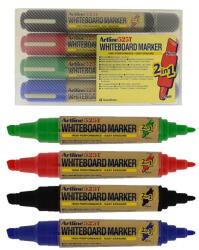 Artline Marker pentru tabla de scris ARTLINE 525T, doua capete - varf rotund 2.0mm/tesit 5.0mm, 4 culori/set (EK-525T/4W)