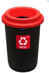 Plafor Cos plastic reciclare selectiva, capacitate 50l, PLAFOR Eco - negru cu capac rosu - metal (PL-650-04) Cos de gunoi