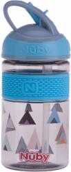 Nuby 2 Az 1-Ben Sportkulacs Kemény Lehajtható Szívószállal, 360 ml, Kék, 3+