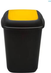 Plafor Cos plastic reciclare selectiva, capacitate 28l, PLAFOR Quatro - negru cu capac galben - plastic (PL-658-00)