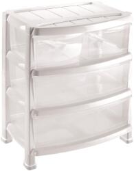 Heidrun Professional 2 + 2 Átlátszó fiókos görgős v. lábakkal Tároló 55x40x60, 5cm FEHÉR (401527)