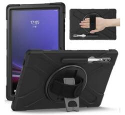 Gigapack Defender műanyag telefonvédő (ütésállóság, kitámasztó, 360° + kézpánt) FEKETE Samsung Galaxy Tab S9 Ultra WIFI (SM-X910) / Galaxy Tab S9 (GP-152772)