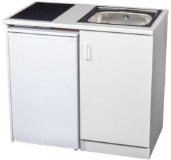 Evido WEEKEND minikonyha bal oldali hűtővel, kerámia főzőlappal, egymedencés rozsdamentes mosogatóval