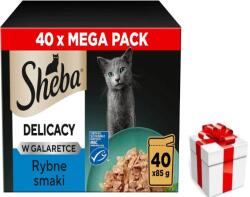 Sheba Sheba Delicacy in Jelly - Halízű ízválaszték zselében, 40x85 g + ingyenes meglepetés a macskának