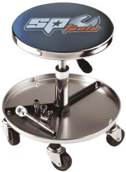 SP Tools Szerelőszék kerek teleszkópos 5 kerék - profi króm - FEKETE - SP Tools (SPR-55)