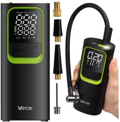 Vayox VA0410 Elektromos Autó Légpumpa, Hordozható Kompresszor 150 PSI (10.3 bar), Digitális LCD Kijelző, 8000mAh, Gyors Felfújás, LED Zseblámpa, USB-C Töltés, Telefon Töltés, Fekete (BX15411)