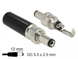 Delock DC csatlakozó apa 5, 5 x 2, 5 mm dugómérettel és 12, 0 mm hosszal (89916) (89916) (89916)
