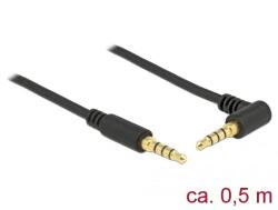 Delock Sztereó Jack Kábel 3, 5 mm 4 tűs férfi > férfi szögben hajlított 1m fekete (85607) (85607)
