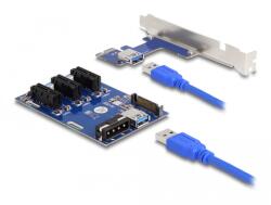 Delock Riser Card PCI Express x1 3 x PCIe x1 50 cm-es USB-kábellel (41442) (41442) - xupe