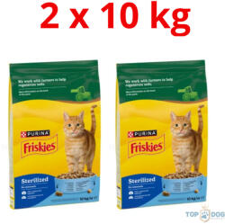 Friskies 2x10kg Steril lazac és zöldség ivartalanított száraz eledel felnőtt macskáknak
