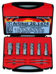 Optimum koronafúró készlet 14/16/18/20/22/26mm /25mm anyag vastagságig 19mm weldonszár (38720.1474)