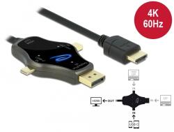 Delock 3 az 1-ben, 4K 60 Hz-s képernyő kábel USB-C , DisplayPort és mini DisplayPort bemenettel, val (85974) (85974) (85974)