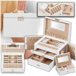  Ékszerdoboz Rendszerező Láda Ajándék Utazó Láda (SZKATUŁKA NA BIŻUTERIĘ KOLCZYKI BIAŁY KUFER l)